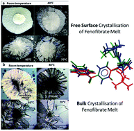 Graphical abstract: Towards controlling the crystallisation behaviour of fenofibrate melt: triggers of crystallisation and polymorphic transformation