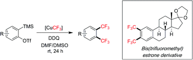 Graphical abstract: Copper-mediated 1,2-bis(trifluoromethylation) of arynes