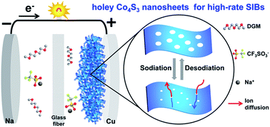 Graphical abstract: 2D holey cobalt sulfide nanosheets derived from metal–organic frameworks for high-rate sodium ion batteries with superior cyclability
