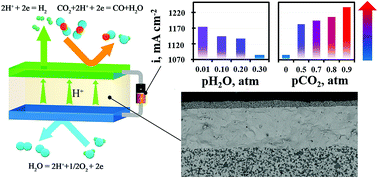 Graphical abstract: CO2-promoted hydrogen production in a protonic ceramic electrolysis cell