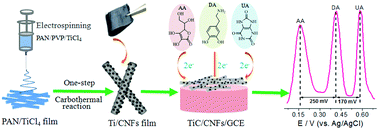 Graphical abstract: Flexible and conductive titanium carbide–carbon nanofibers for the simultaneous determination of ascorbic acid, dopamine and uric acid