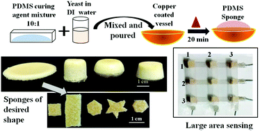 Graphical abstract: Low cost sponge based piezocapacitive sensors using a single step leavening agent mediated autolysis process