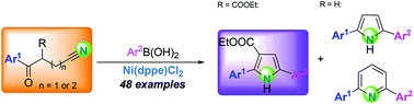 Graphical abstract: Nickel(ii)-catalyzed C–C, N–C cascade coupling of ketonitriles into substituted pyrroles and pyridines