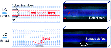 Graphical abstract: Flow-driven disclination lines of nematic liquid crystals inside a rectangular microchannel
