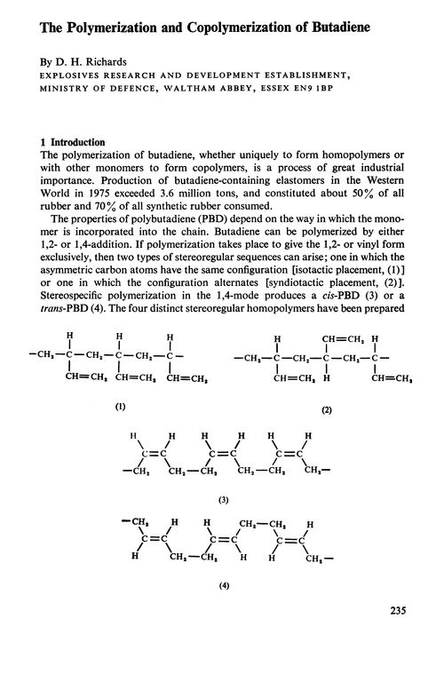 The polymerization and copolymerization of butadiene