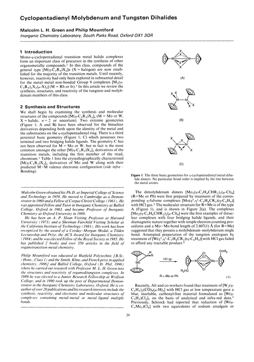 Cyclopentadienyl molybdenum and tungsten dihalides