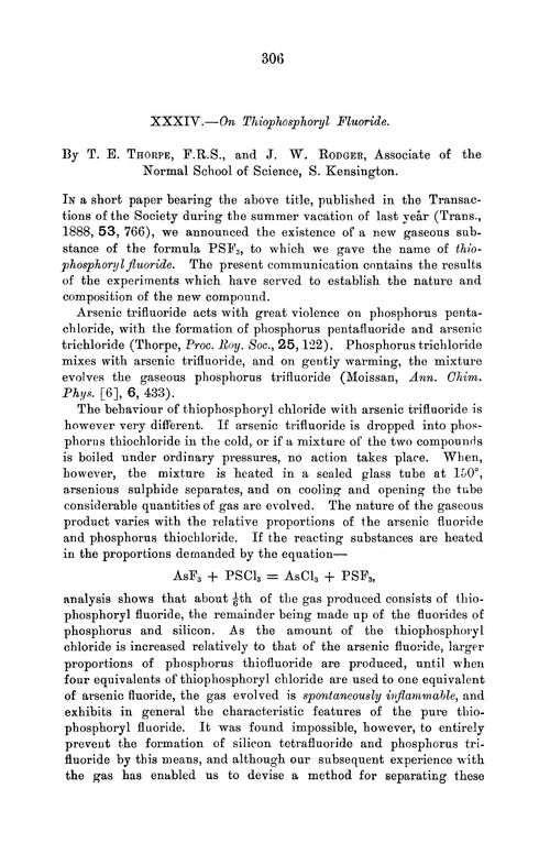 XXXIV.—On thiophosphoryl fluoride