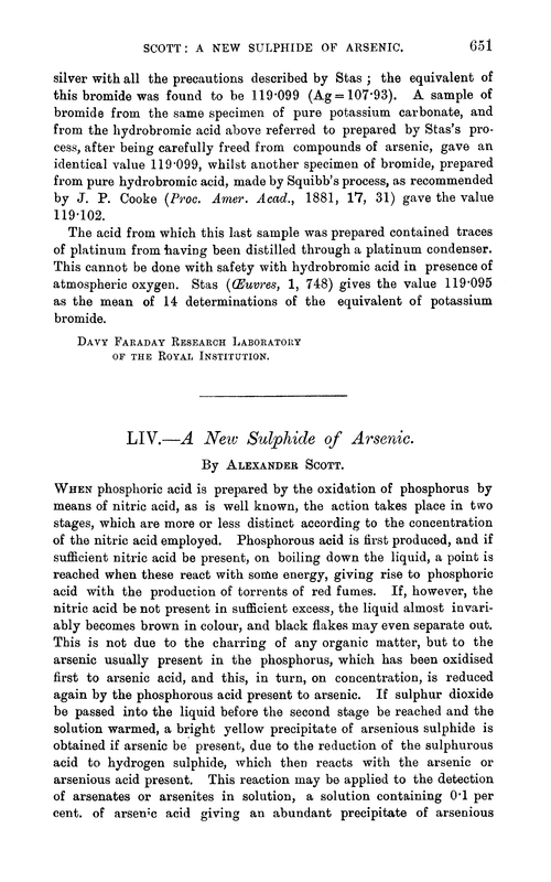 LIV.—A new sulphide of arsenic