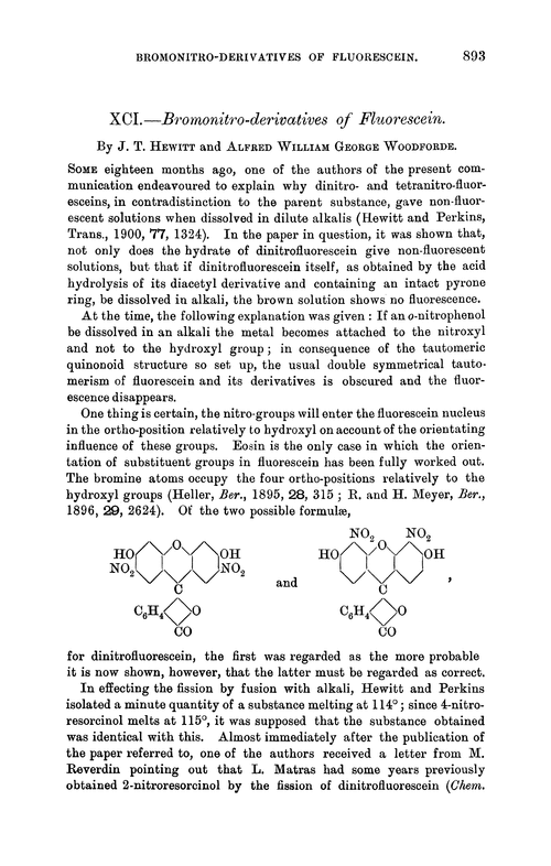 XCI.—Bromonitro-derivatives of fluorescein
