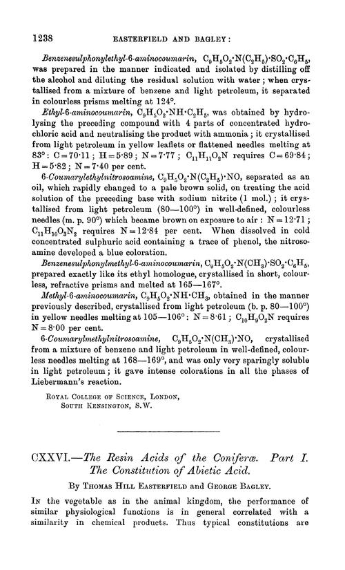 CXXVI.—The resin acids of the Coniferæ. Part I. The constitution of abietic acid