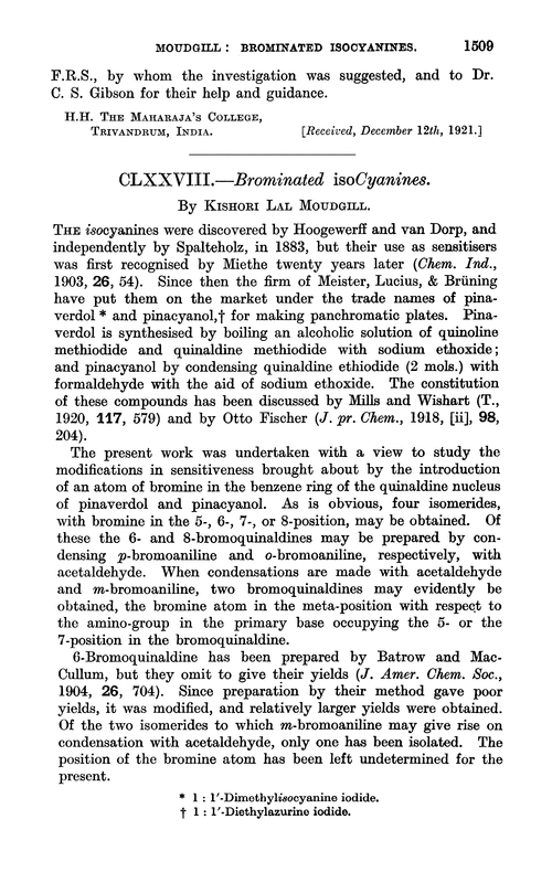 CLXXVIII.—Brominated isocyanines