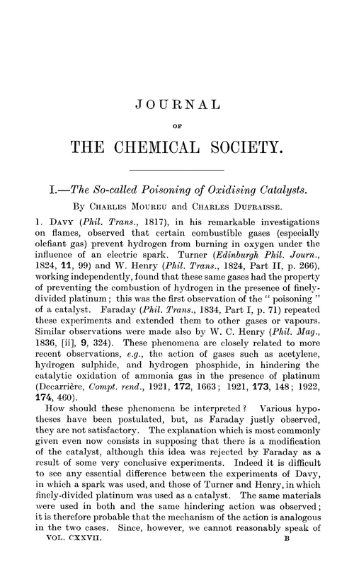I.—The so-called poisoning of oxidising catalysts