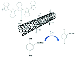 Abstrak grafis: Film hibrida poli(3,4-ethylenedioxythiophene)/karbon nanotube untuk penentuan elektrokatalitik butilhidrokuinon tersier