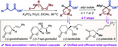 Graphical abstract: Annulation–retro-Claisen cascade of bifunctional peroxides for the synthesis of lactone natural products