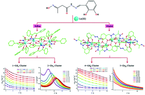 Graphical abstract: Molecular assemblies from linear-shaped Ln4 clusters to Ln8 clusters using different β-diketonates: disparate magnetocaloric effects and single-molecule magnet behaviours