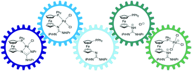 Graphical abstract: The protonation state governs the coordination of phosphinoferrocene guanidines