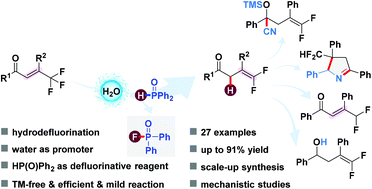 Graphical abstract: HP(O)Ph2/H2O-promoted hydrodefluorination of trifluoromethyl alkenes