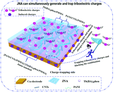 Graphical abstract: A fluorescent triboelectric nanogenerator manufactured with a flexible janus nanobelt array concurrently acting as a charge-generating layer and charge-trapping layer