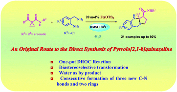 Graphical abstract: An iron-catalyzed domino reaction of donor–acceptor cyclopropanes: a diastereoselective approach towards diversely functionalized pyrrolo-quinazolines