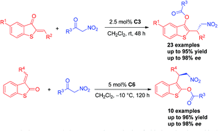 Graphical abstract: A squaramide-catalysed asymmetric cascade Michael addition/acyl transfer reaction between unsaturated benzothiophenones and α-nitroketones