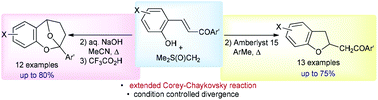 Graphical abstract: Extended Corey–Chaykovsky reactions: transformation of 2-hydroxychalcones to benzannulated 2,8-dioxabicyclo[3.2.1]octanes and 2,3-dihydrobenzofurans