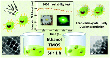 Graphical abstract: Ultra-stable CsPbBr3 nanocrystals with lead-carboxylate/SiO2 encapsulation for LED applications