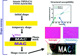 Graphical abstract: Development of a magnetic hybrid material capable of photoinduced phase separation of iron chloride by shape memory and photolithography