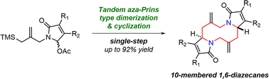 Graphical abstract: Stereoselective synthesis of 1,6-diazecanes by a tandem aza-Prins type dimerization and cyclization process