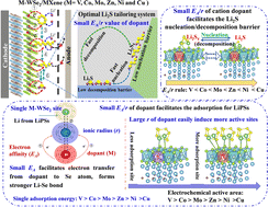 Graphical abstract: Atomic-level design rules of metal-cation-doped catalysts: manipulating electron affinity/ionic radius of doped cations for accelerating sulfur redox kinetics in Li–S batteries