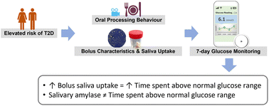 Graphical abstract: Associations between oral processing, saliva, and bolus properties on daily glucose excursions amongst people at risk of type-2 diabetes