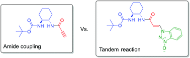 Graphical abstract: Tandem amide coupling and hydroamination: unexpected benzotriazole oxide addition to the propiolic acid triple bond