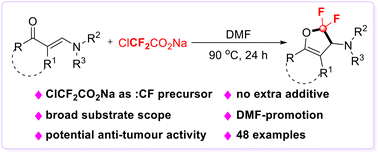 Graphical abstract: Facile access to the 2,2-difluoro-2,3-dihydrofuran skeleton without extra additives: DMF-promoted difluorocarbene formation of ClCF2CO2Na