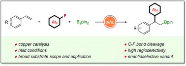 Graphical abstract: Copper-catalyzed defluorinative arylboration of vinylarenes with polyfluoroarenes