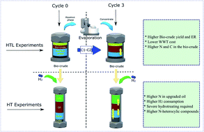 Graphical abstract: Hydrotreating of bio-crude obtained from hydrothermal liquefaction of biopulp: effects of aqueous phase recirculation on the hydrotreated oil