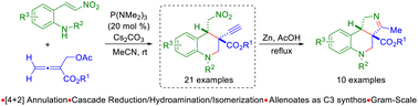 Graphical abstract: Concise synthesis of pyrrolo[3,4-c]quinolines via a P(NMe2)3-catalyzed [4 + 2] annulation followed by a Zn/AcOH-mediated reduction–hydroamination–isomerization
