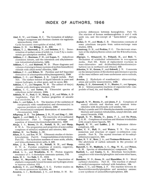 Index of authors, 1966