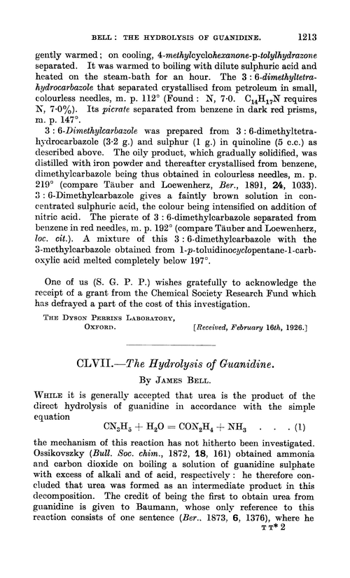 CLVII.—The hydrolysis of guanidine