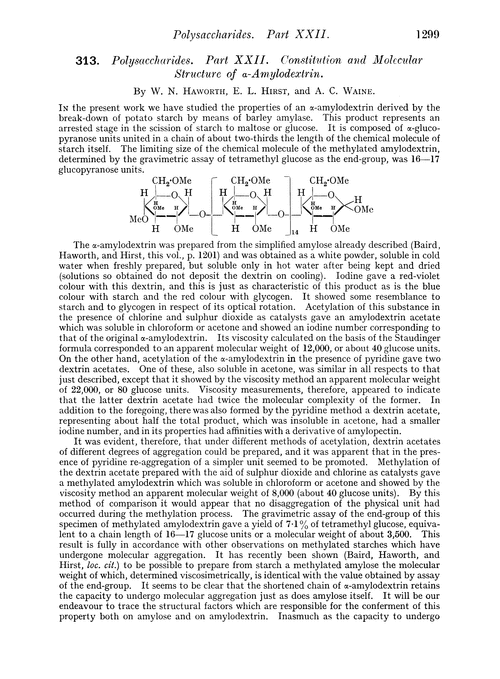 313. Polysaccharides. Part XXII. Constitution and molecular structure of α-amylodextrin