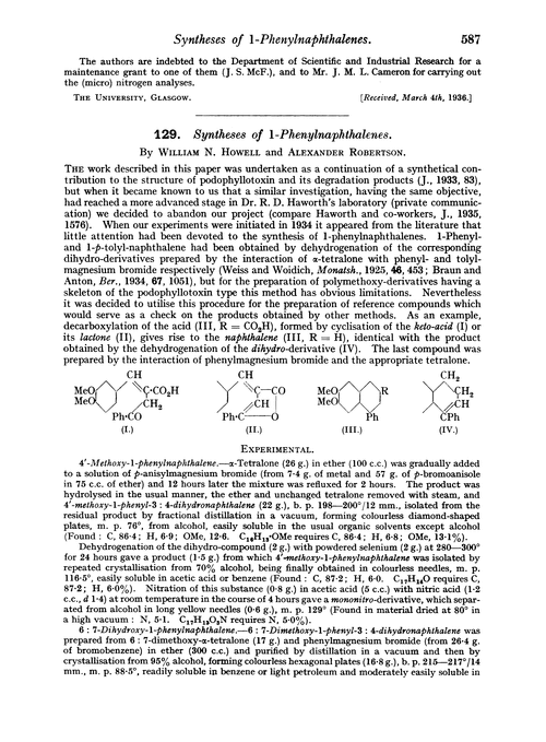 129. Syntheses of 1-phenylnaphthalenes