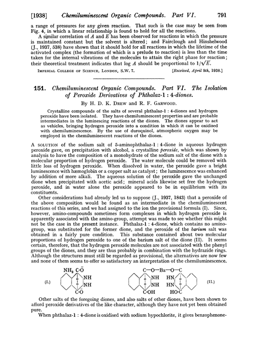 151. Chemiluminescent organic compounds. Part VI. The isolation of peroxide derivatives of phthalaz-1 : 4-diones