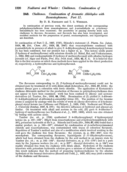 248. Chalkones. Condensation of aromatic aldehydes with resacetophenone. Part II
