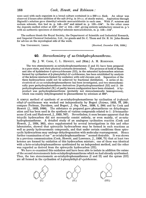 40. Stereochemistry of as-octahydrophenanthrene