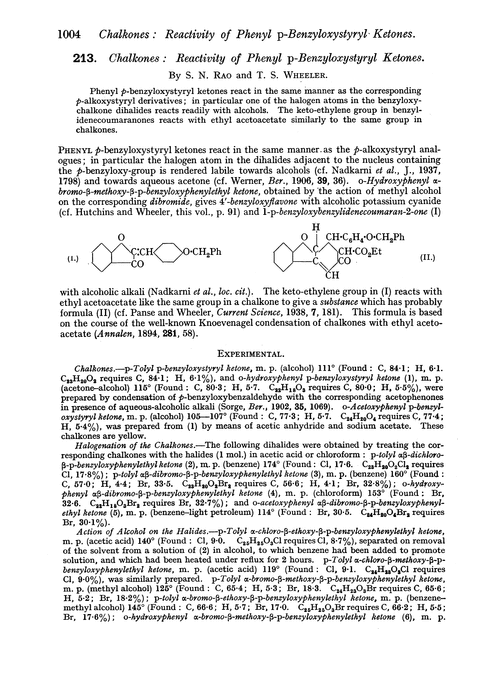 213. Chalkones: reactivity of phenyl p-benzyloxystyryl ketones