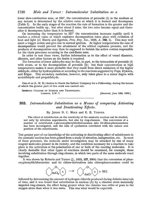352. Intramolecular substitution as a means of comparing activating and deactivating effects