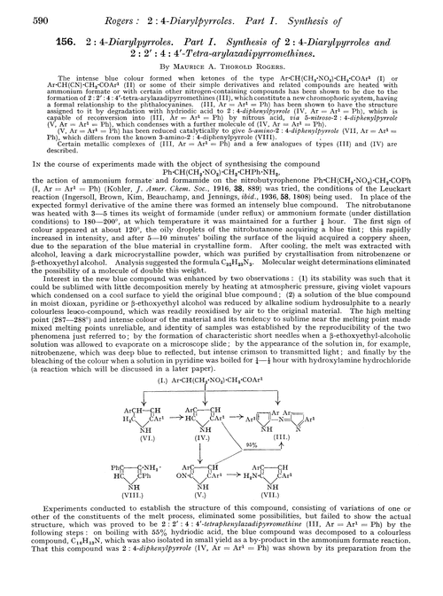 156. 2 : 4-Diarylpyrroles. Part I. Synthesis of 2 : 4-diarylpyrroles and 2 : 2′ : 4 : 4′-tetra-arylazadipyrromethines
