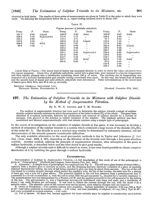 197. The estimation of sulphur trioxide in its mixtures with sulphur dioxide by the method of amperometric titration