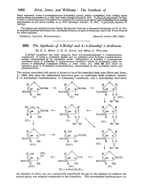 200. The synthesis of 3-methyl and 3 : 5-dimethyl 1-arabinose