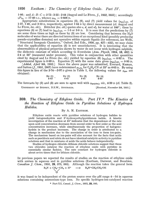 359. The chemistry of ethylene oxide. Part IV. The kinetics of the reaction of ethylene oxide in pyridine solutions of hydrogen halides