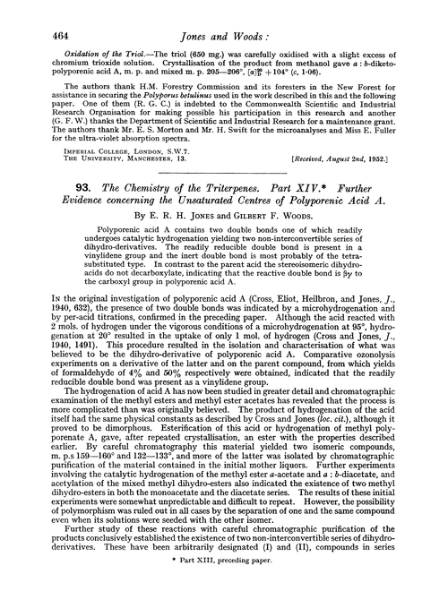 93. The chemistry of the triterpenes. Part XIV. Further evidence concerning the unsaturated centres of polyporenic acid A