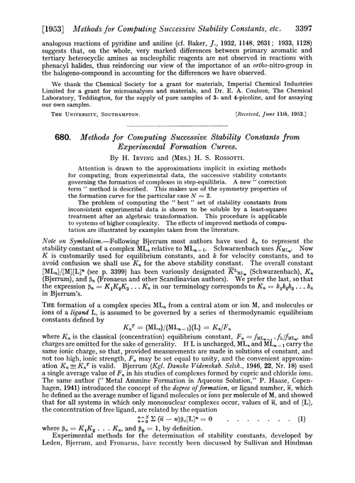 680. Methods for computing successive stability constants from experimental formation curves